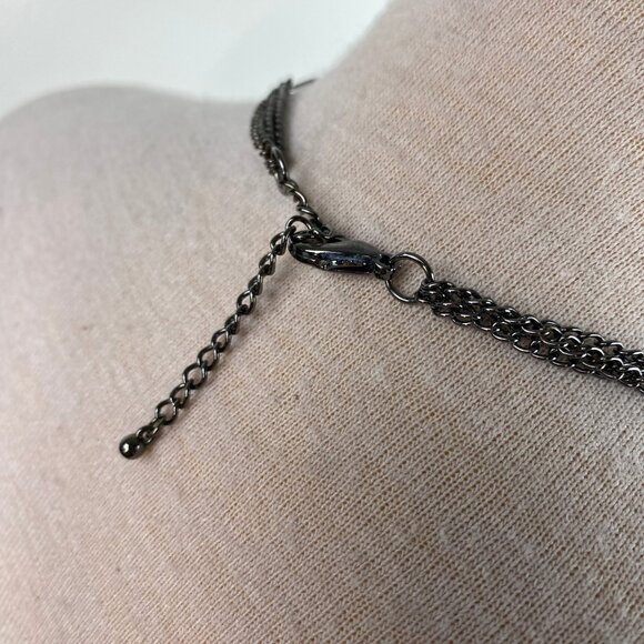 Gray Metal O Ring Chain Link Necklace 35-37" Mod Gogo - Picture 4 of 5